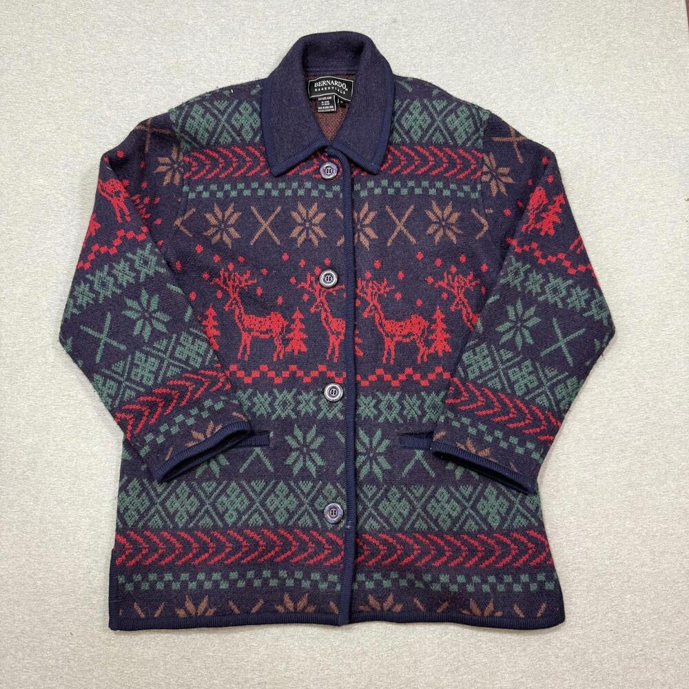 Bernardo Essentials Wool Cardigan Womens Sz Small Holiday Twee Cottagecore